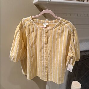 ANA XXL Yellow and white dobby stripe blouse. NWT